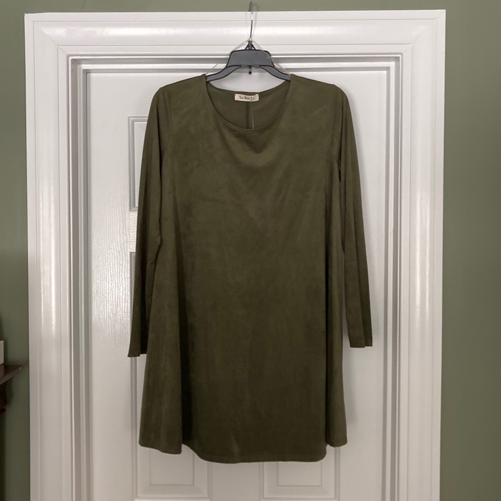 Adorable Faux Suede Swing Dress